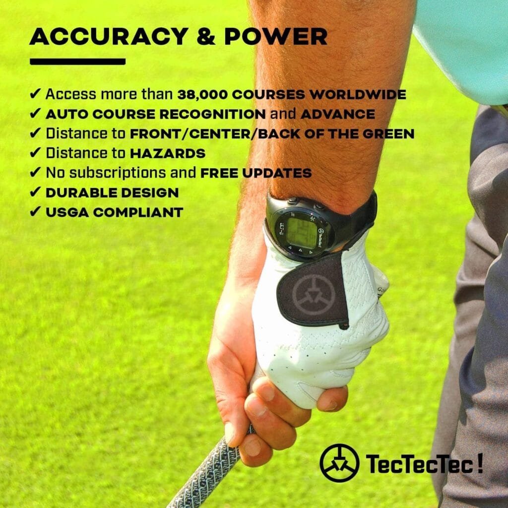 TecTecTec ULT-G Stylish, Lightweight and Multi-Functional Golf GPS Watch, Durable Wrist Band with LCD Display, Worldwide Preloaded Courses - Black TecTecTec ULT-G Stylish, Lightweight and Multi-Functional Golf GPS Watch, Durable Wrist Band with LCD Display, Worldwide Preloaded Courses - Black