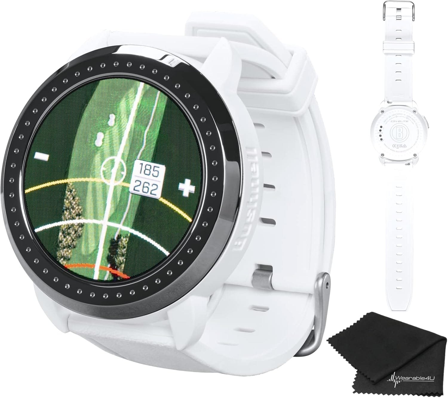 Wearable4U - Bushnell iON Elite White Golf GPS Watch with Cloth Bundle